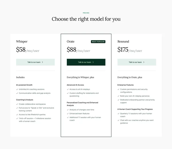 Rhetorich | Make speaking your firm's most powerful advantage - Landing design inspiration