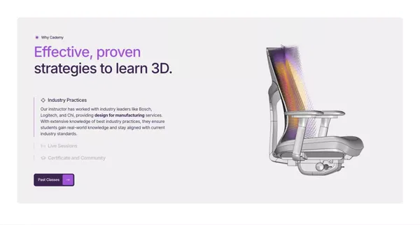 Cademy | Live CAD Academy for Industrial Design Professionals - Landing design inspiration