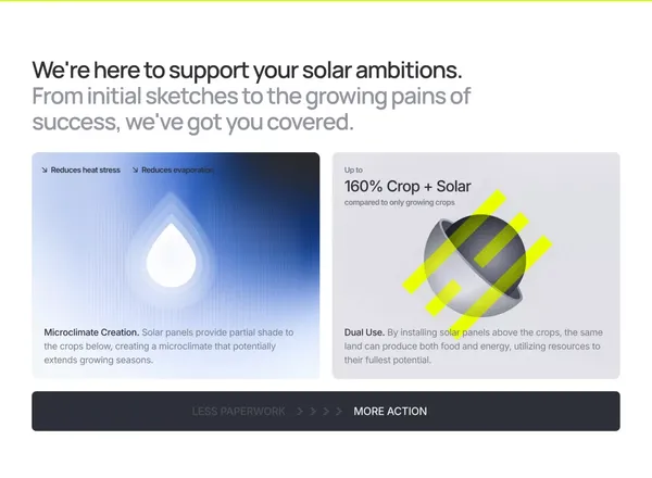 Covering farms with solar panels - Landing design inspiration