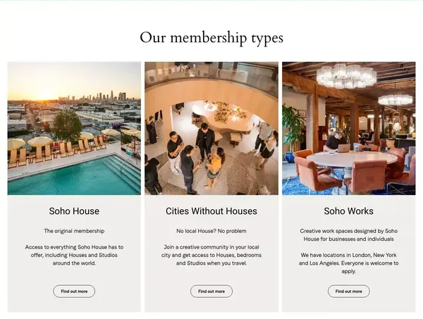 Soho House | Members' Clubs - Landing design inspiration