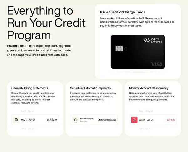 Highnote – Credit - Landing design inspiration