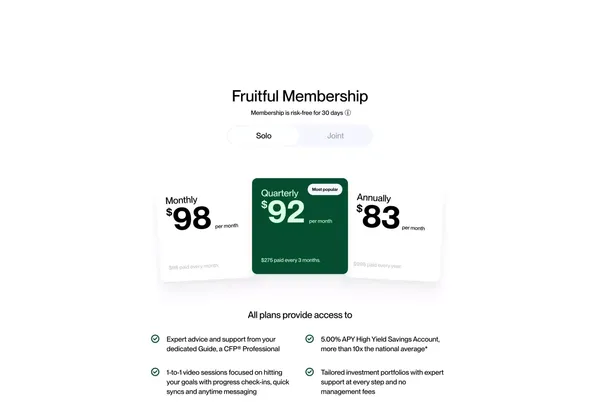Fruitful - Finances Figured Out for You, Get on Track in 30 Days - Landing design inspiration