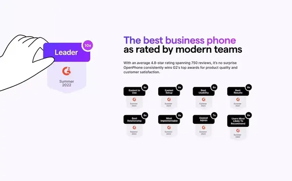 OpenPhone | Modern business phone for startups and small businesses - Landing design inspiration