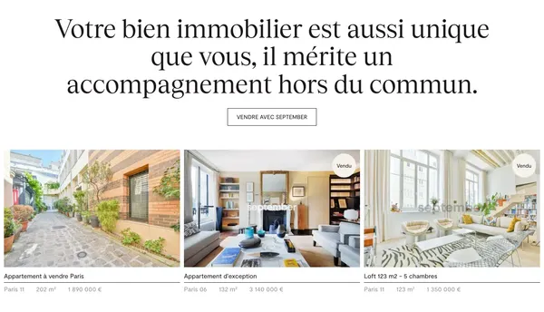 September — Agence immobiliÃ¨re contemporaire - Landing design inspiration