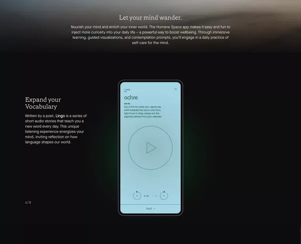 The Humane Space - Unlock the power of curiosity and awe. - Landing design inspiration