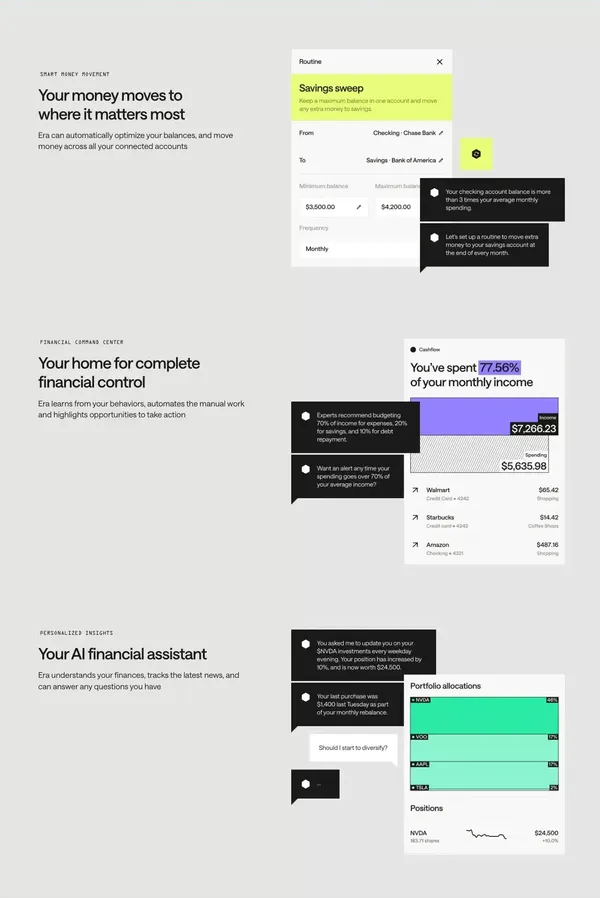 AI to make more of your money | Era - Landing design inspiration