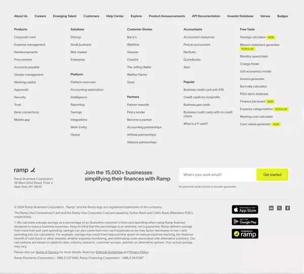 Spend Management, Corporate Cards & Accounts Payable Solutions | Ramp - Landing design inspiration