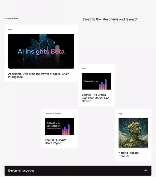 Flipside | Blockchain Growth Through Data Science - Landing design inspiration