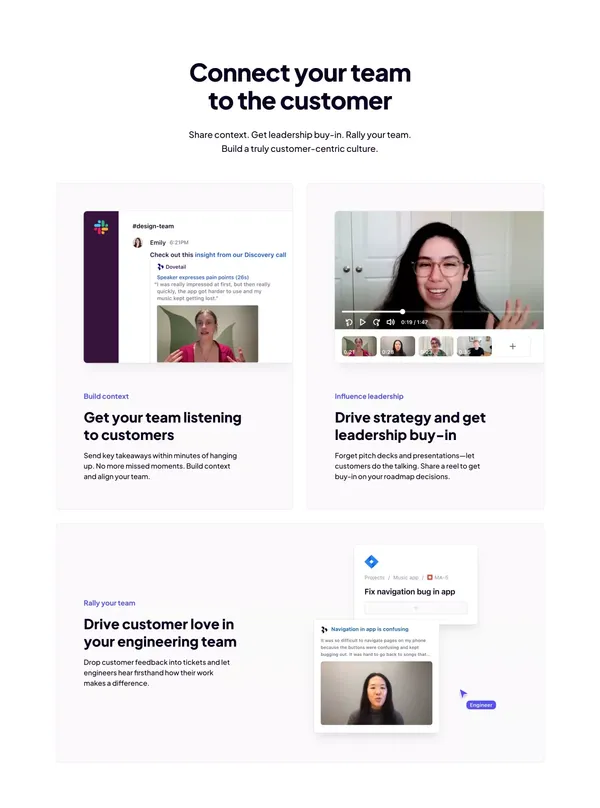 Customer Insights Hub — Dovetail - Landing design inspiration