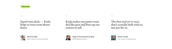 Krida — Intelligent Software for Commercial Lenders - Landing design inspiration