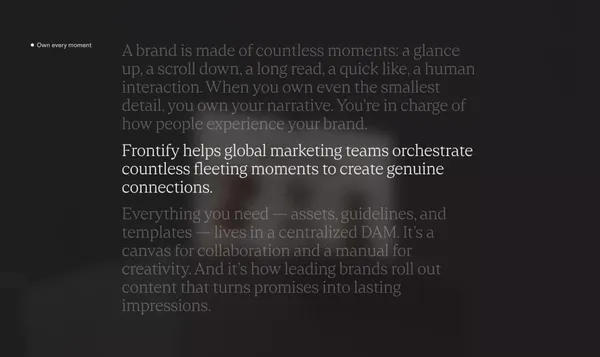 Frontify: Where Brands Live  - Brand Management Software - Landing design inspiration