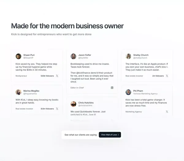 Kick | Self-Driving Bookkeeping - Landing design inspiration