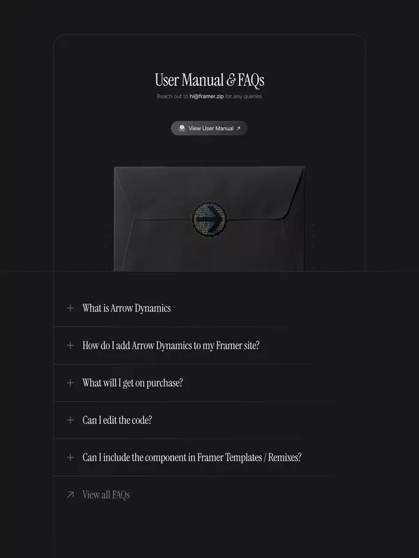 Arrow Dynamics - Interactive Component Library by Framer.zip - Landing design inspiration