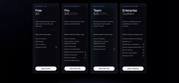 Frame.io - Landing design inspiration