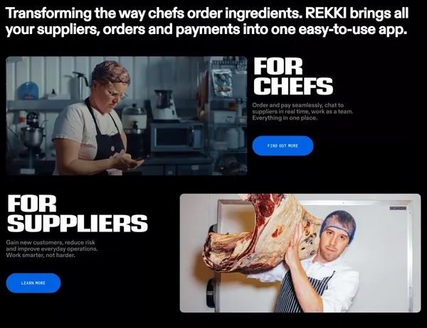 REKKI – The Free Ordering App for Chefs - Landing design inspiration