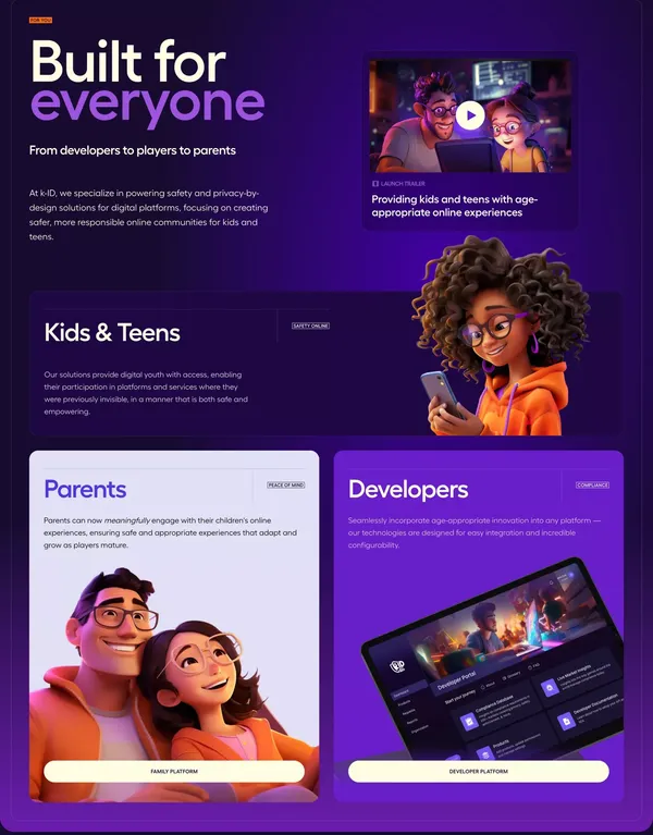 k-ID | A quantum leap in age appropriate compliance & design - Landing design inspiration