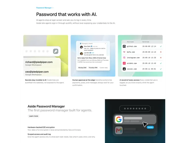 Aside | The browser built to do real work for you - Landing design inspiration