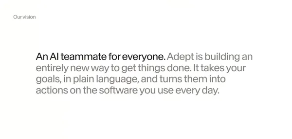 Adept: Useful General Intelligence - Landing design inspiration
