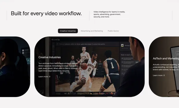 TwelveLabs: Video Intelligence Platform & API - Landing design inspiration