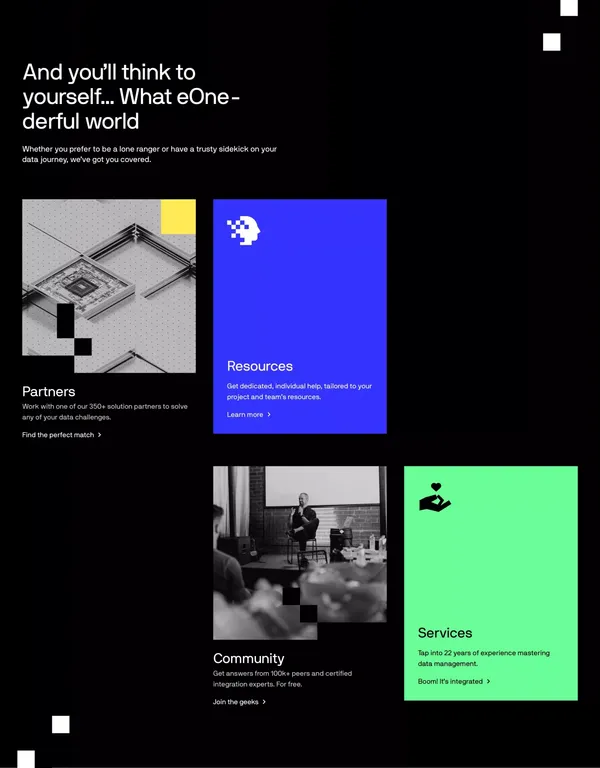 eOne Solutions - Landing design inspiration