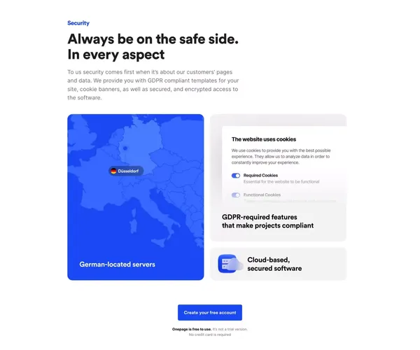 Onepage - Erstelle noch heute deine Seite. Genau so wie du sie dir vorstellst! | Onepage - Landing design inspiration