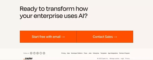 Zapier Enterprise | Scale AI Workflows Fast and Securely - Landing design inspiration