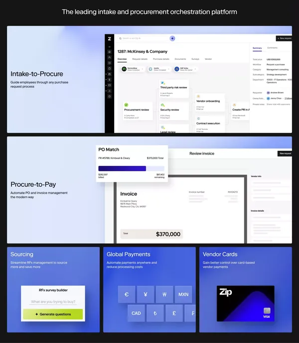Smart procurement starts with Zip | Zip - Landing design inspiration