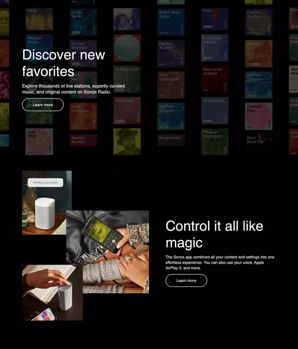 Sonos | Wireless Speakers and Home Sound Systems - Landing design inspiration