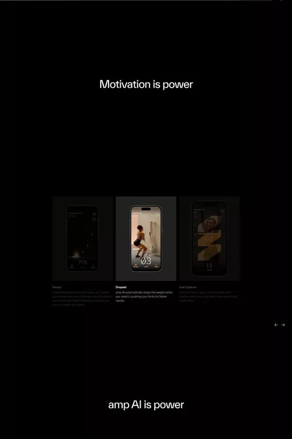 amp - the AI-powered fitness machine made for modern life - Landing design inspiration