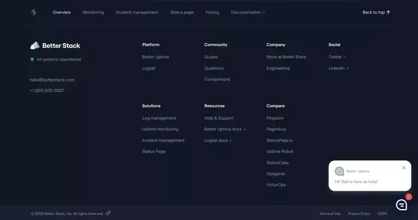 Better Uptime - Free Web Monitoring & Status Page - Landing design inspiration