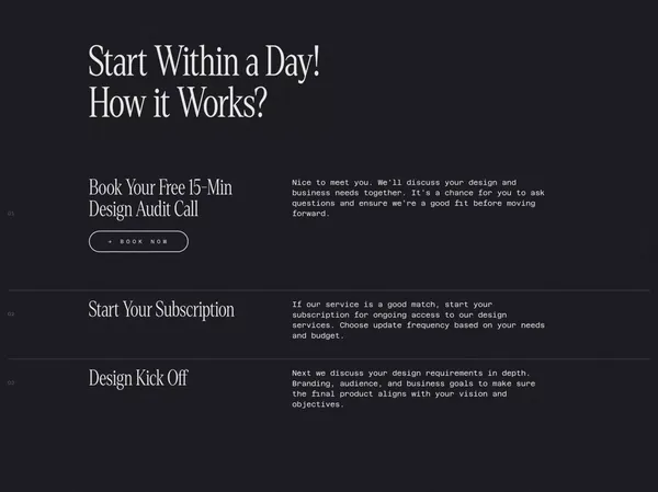 Subsystem - Design as a Subscription - Landing design inspiration