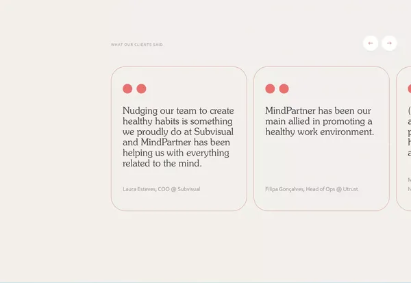 MindPartner — for your company's mental health - Landing design inspiration