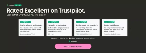 Find Cheap Driving Insurance for UK Newcomers | Marshmallow - Landing design inspiration