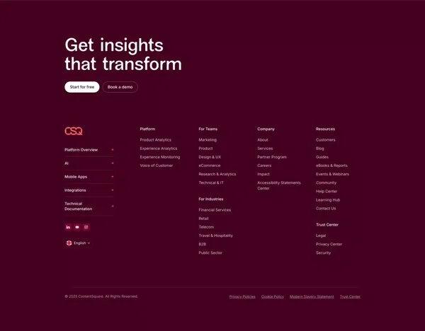 Contentsquare: all-in-one experience intelligence platform - Landing design inspiration