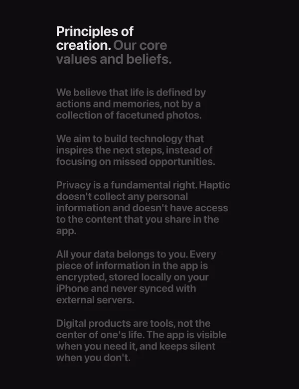 Haptic - The entire history of you - Landing design inspiration