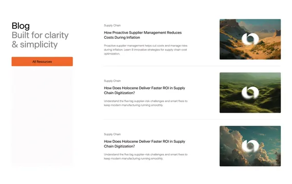 Supply Chain Intelligence Software | Real-Time Clarity By Holocene - Landing design inspiration
