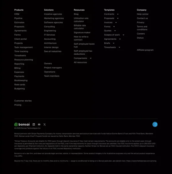 Bonsai - Business management software - Landing design inspiration