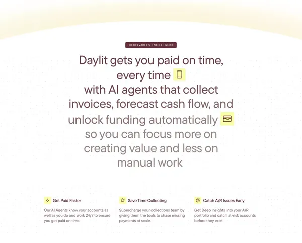AI Agents for Account Receivables & Working Capital Solutions | Daylit - Landing design inspiration