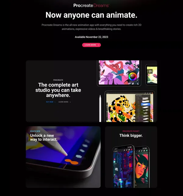 Procreate® – Sketch, Paint, Create. - Landing design inspiration