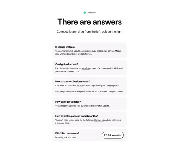 Design system for Figma - Module. UI Kit - Landing design inspiration