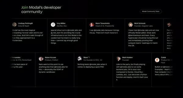 Modal: Serverless cloud infrastructure for AI, ML, and data - Landing design inspiration