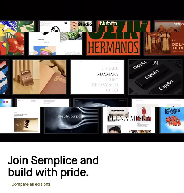 Semplice 6 — Build your portfolio with pride - Landing design inspiration