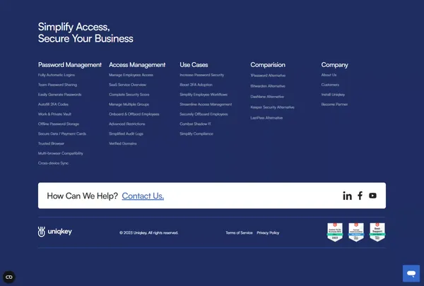 Uniqkey: Simplify Access and Secure your Business - Landing design inspiration