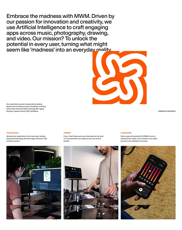 MWM: AI Apps Pioneer in French Tech for Android & iOS | App Publisher - Landing design inspiration