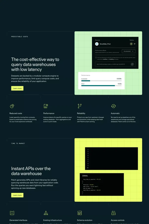 Build your application with data packages » Patch - Landing design inspiration
