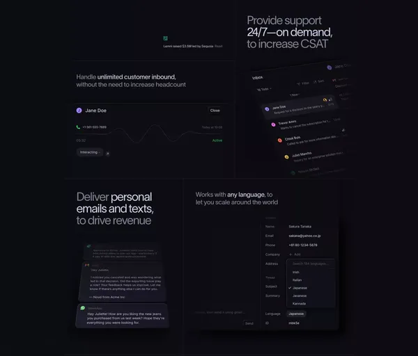 Lemni · Set up custom Ai agents in minutes - Landing design inspiration