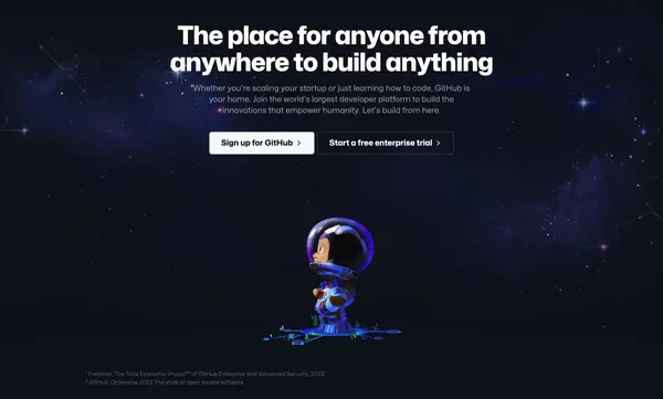 GitHub: Let’s build from here · GitHub - Landing design inspiration