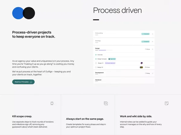 Outlign | Simple Project Management For Creative Agencies - Landing design inspiration