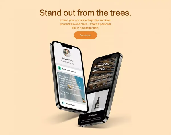 Link in bio site for creative minds | nano.site - Landing design inspiration