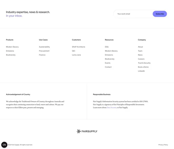 Fair Supply - Cloud-based ESG Risk Management and Compliance - Landing design inspiration